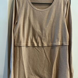 Women's Tan Long Sleeve Nursing Top